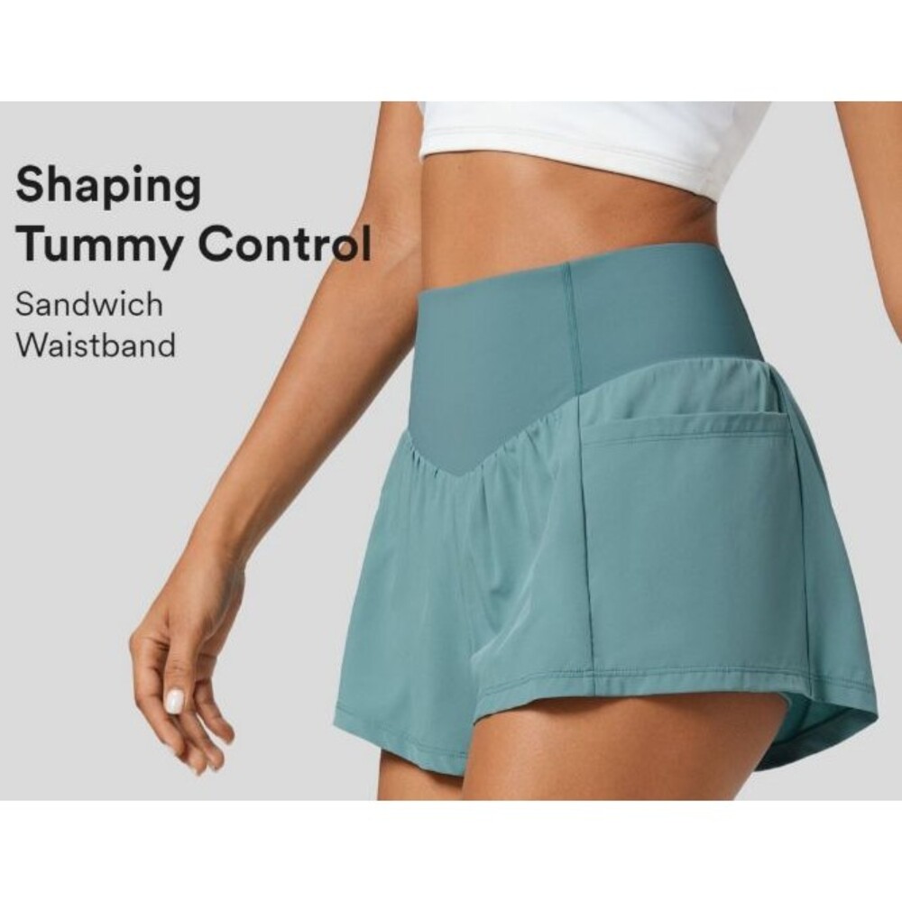 Halara SoCinched High Waisted Tummy Control Side Pocket 2-in-1 Yoga Shorts XS